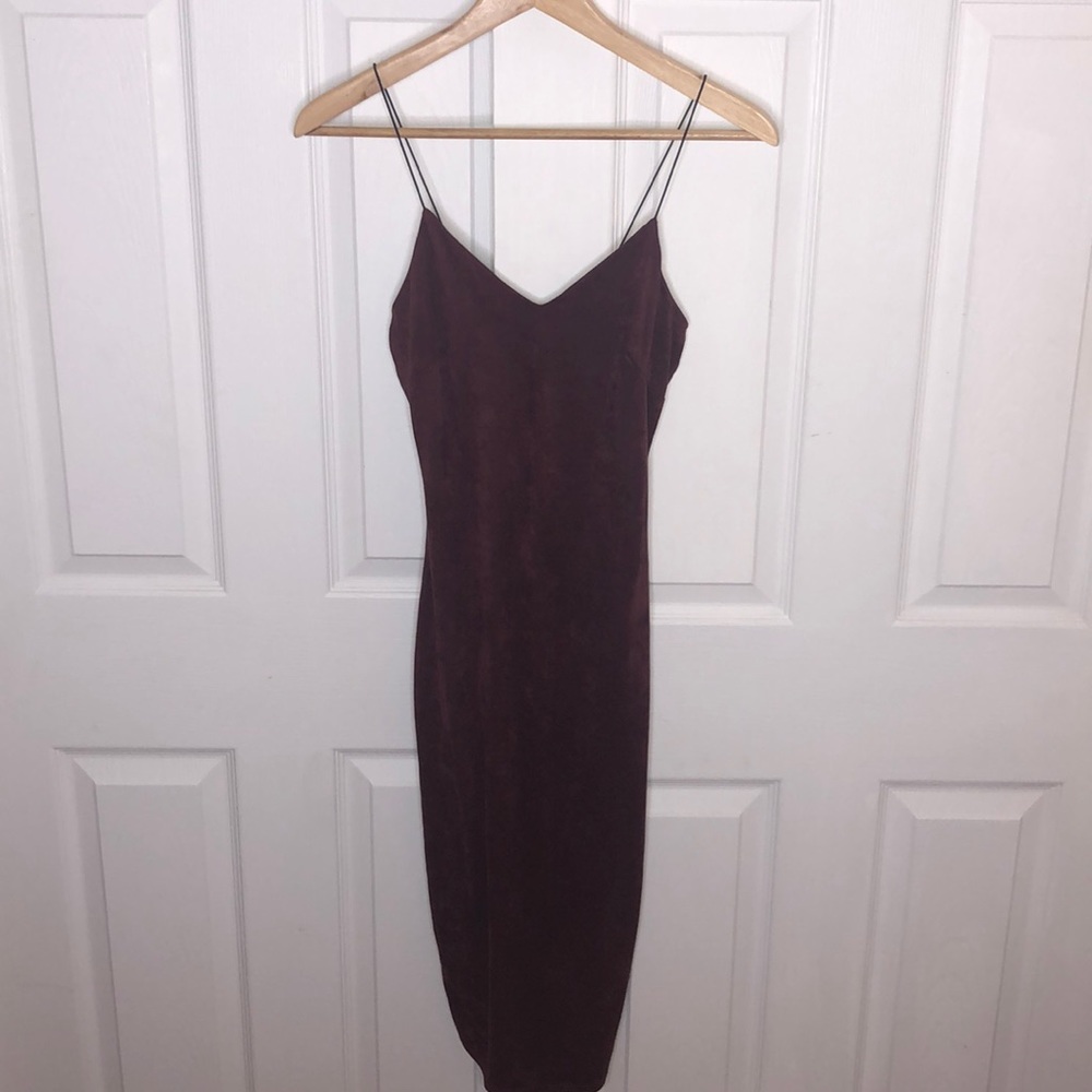 Black and Burgundy Vneck Suede Dresses
